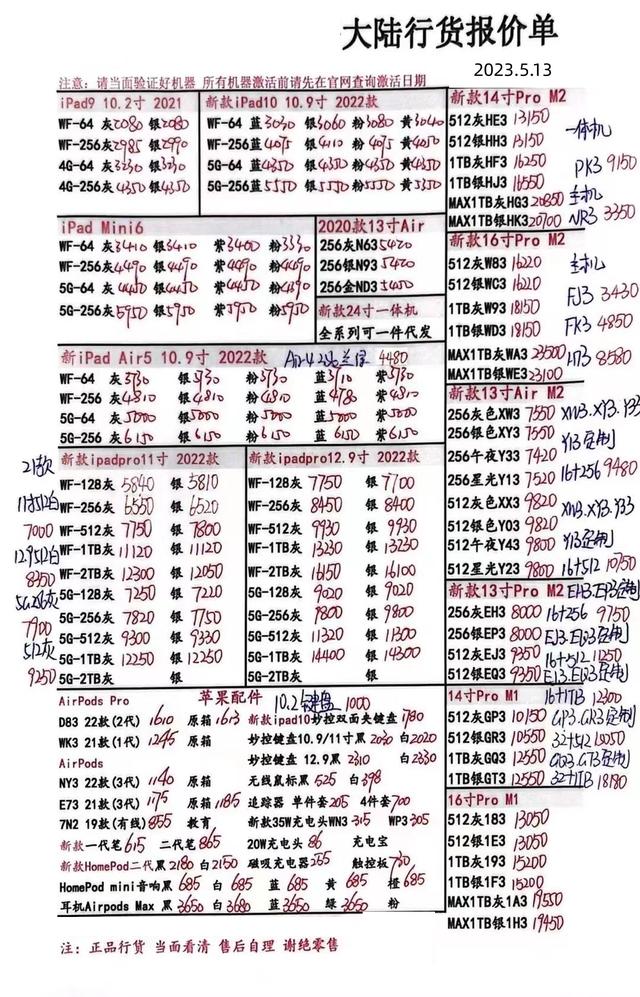 2023年5月13日华强北手机批发报价单