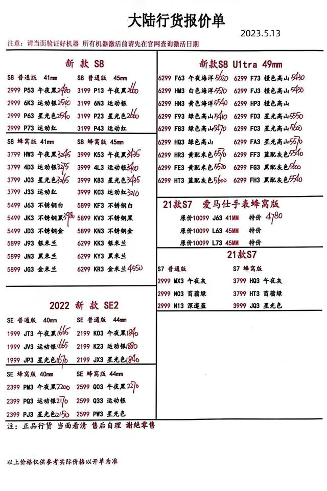 2023年5月13日华强北手机批发报价单