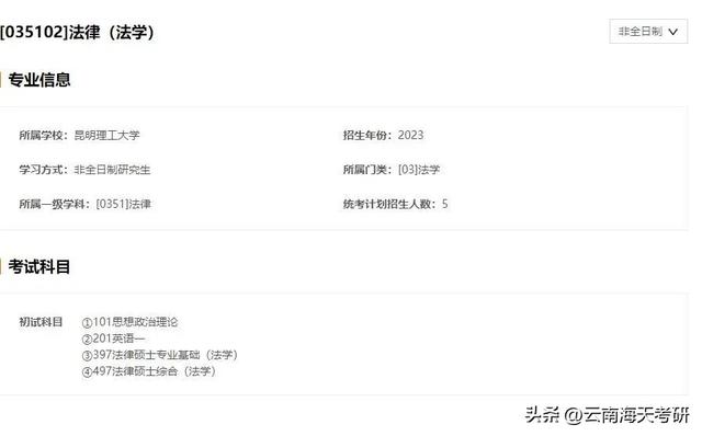 云南考研专业：法律（法学）专硕，云大一志愿报名人数超过1千人