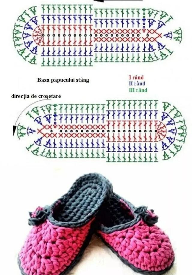 用钩针编织的漂亮拖鞋，喜欢就织一双吧！